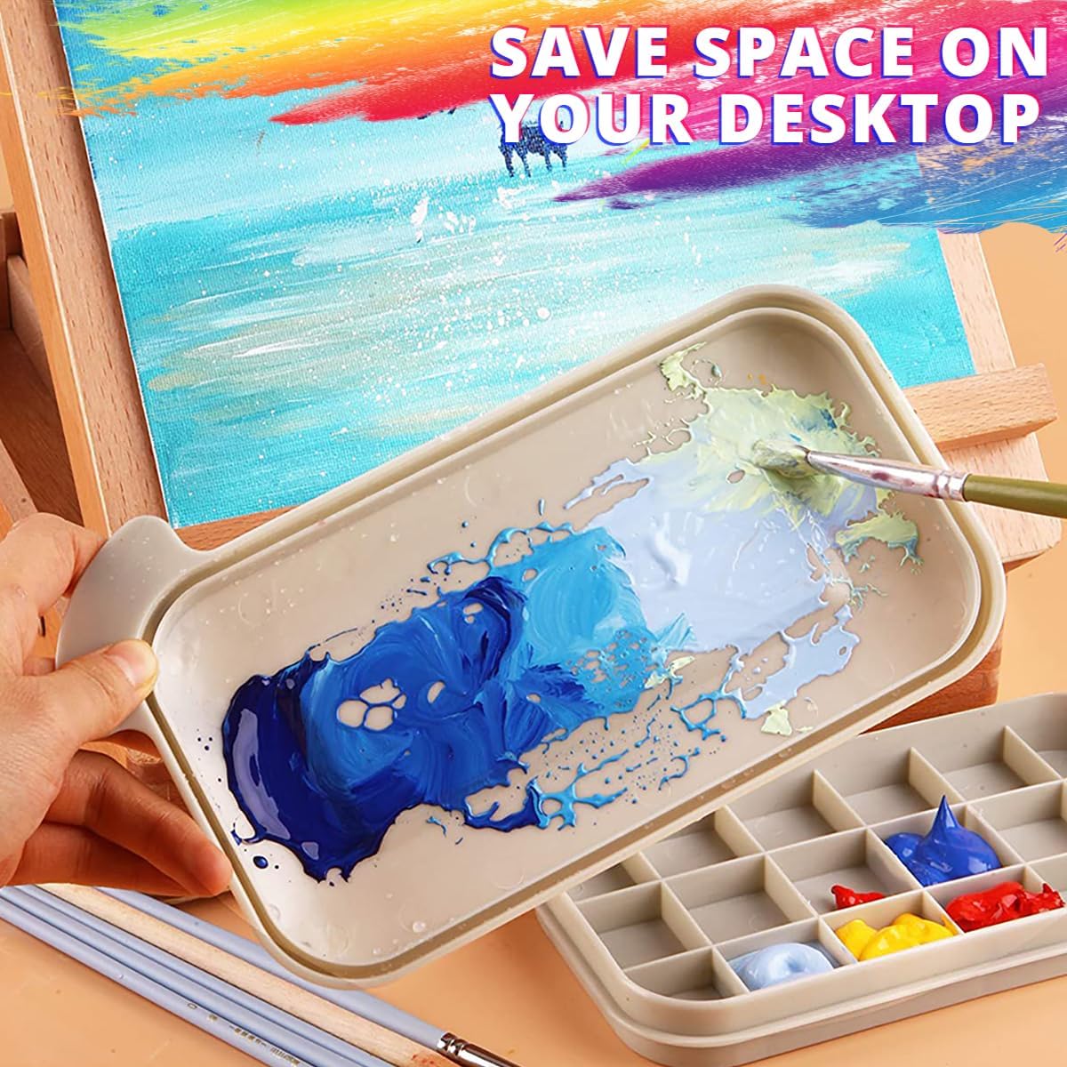 ZLY Paint Brush Cleaner Basin - 10 PCS Paint Brushes & Organizer for Acrylic & Watercolor (Gray)