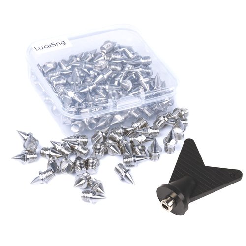 LucaSng 1/4 Inch Track and Cross Country Spikes,110pcs Replacement Spikes for Sprint Sports Short Running Shoes,Stainless Steel Golf Shoe Spikes with Wrench(Silver)