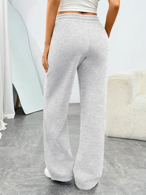 Trendy Queen Women‘s Wide Leg Sweatpants, Baggy Barrel Pants with Pockets, High Waist Lounge Joggers for Fall Winter Grey M