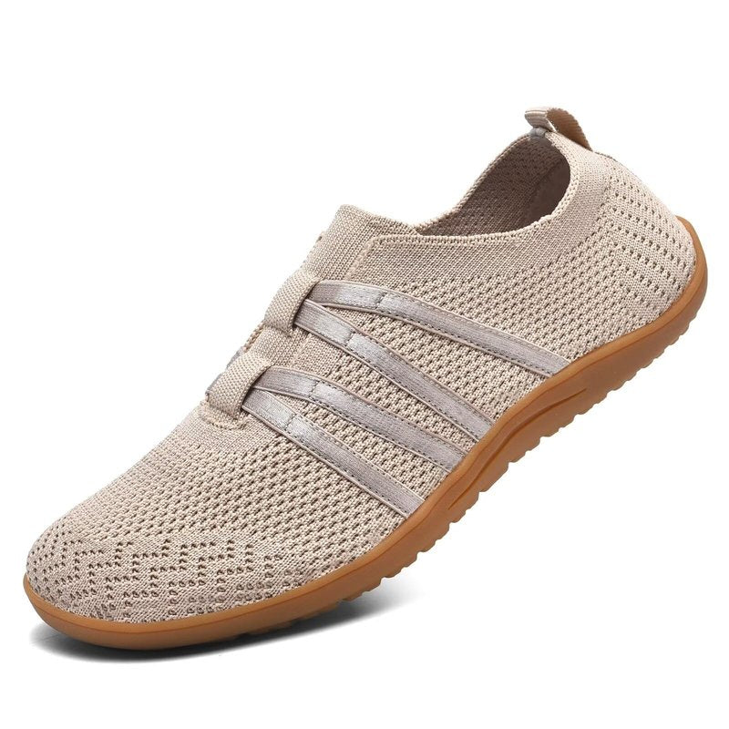 DEXJEWU Women's Minimalist Barefoot Walking Shoes Wide Toe Box Flats Lightweight Casual Gym Athletic Sneakers, 006 Camel, 8