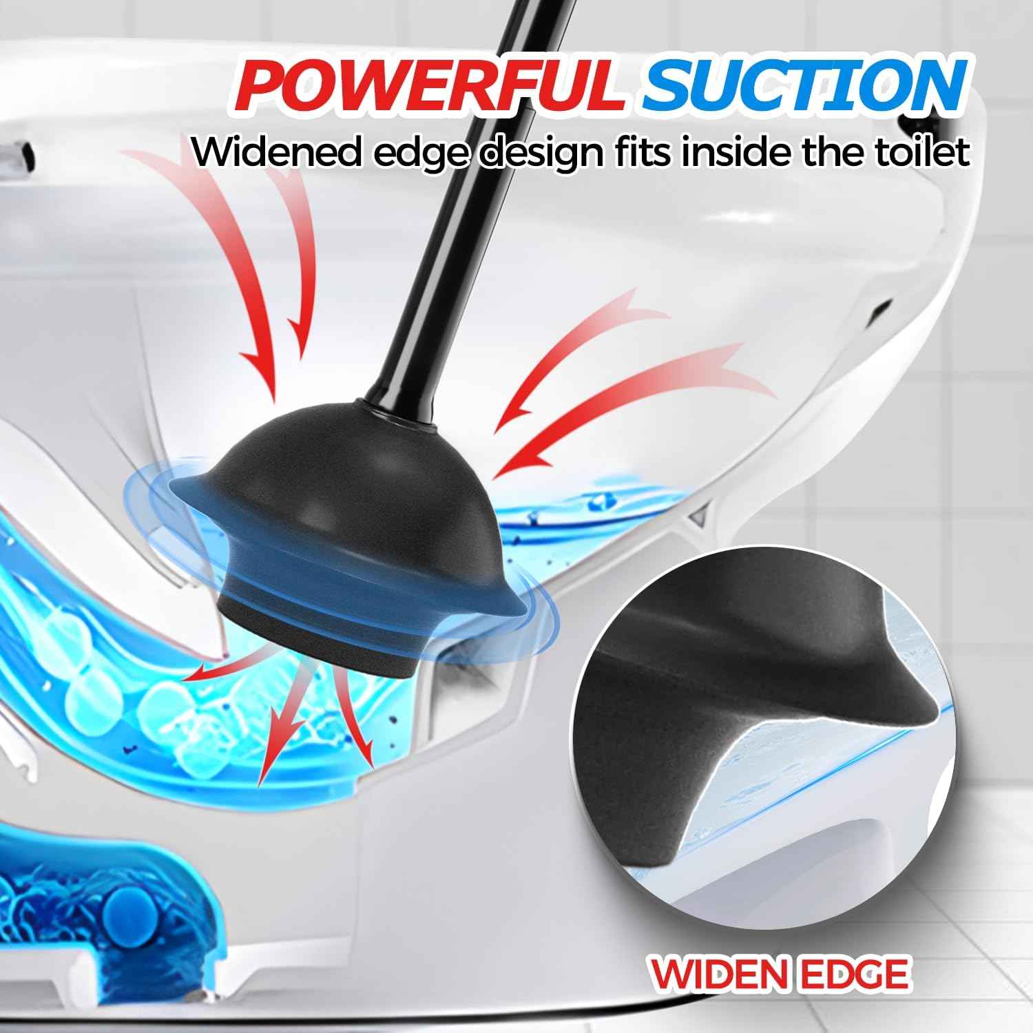 FORASTO 3Pack Toilet Plunger with Holder, Plungers for Bathroom with Holder, Toilet Plunger with Cover, Bathroom Plunger, Bathroom Decor, Toilet Bowl Cleaners, Bathroom Accessories, Black
