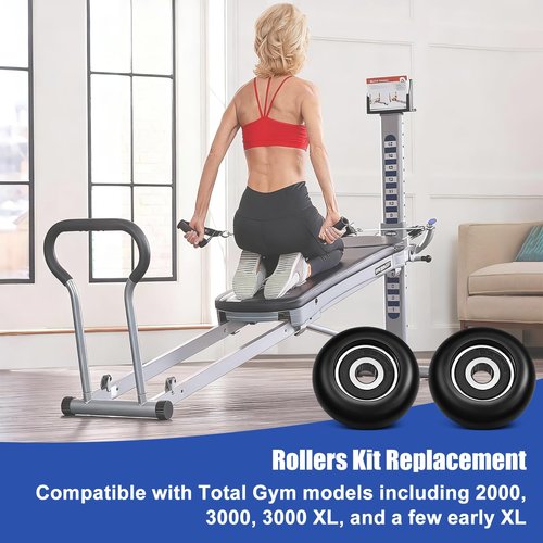 Total Gym Replacement Set Wheels/Rollers for Models 2000, 3000, and More,3000 XL, and a Few Very Early XL -Black (4 Pack)