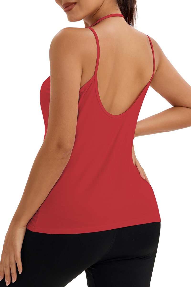 Bestisun Backless Athletic Yoga Tops Women Activewear Dance Shirts Open Back Sports Running Clothes for Women Red S