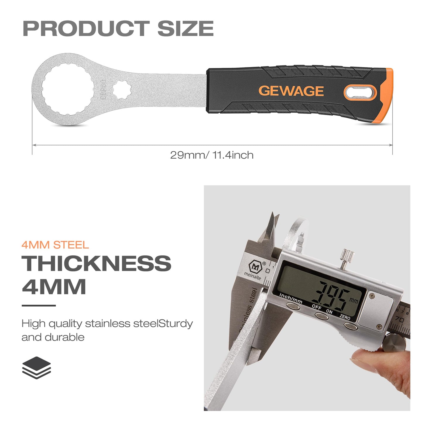 GEWAGE Bicycle Bottom Bracket Tool - Bottom Bracket Removal Install Tool Compatible with Shimano Hollowtech II/BB9000, BBR60,12X46MM - BB Remover with Crank Cap Wrench (FIT BBR60)