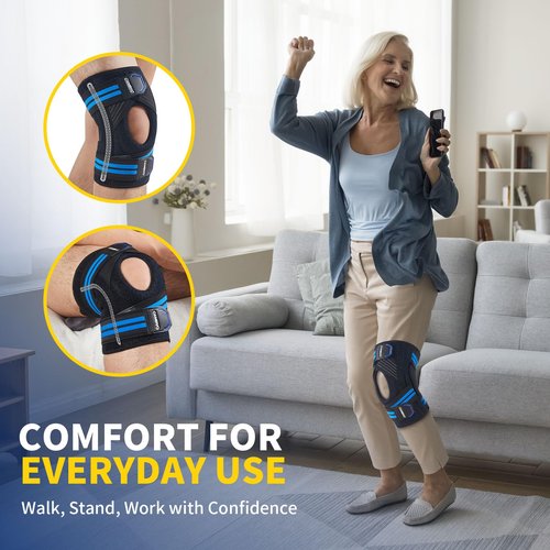 CAMBIVO Knee Brace for Knee Pain with Side Stabilizers for Women and men, Compression Knee Support with Patella Gel Pads, Relief Meniscus Tear, ACL, MCL, Arthritis -Relief Restore Series (Medium)