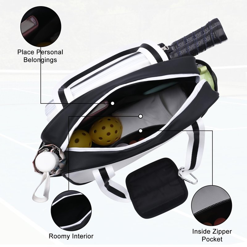 SPOENGRU PU Leather Pickleball Paddle Bag - Small Fashion Tote for Women & Men
