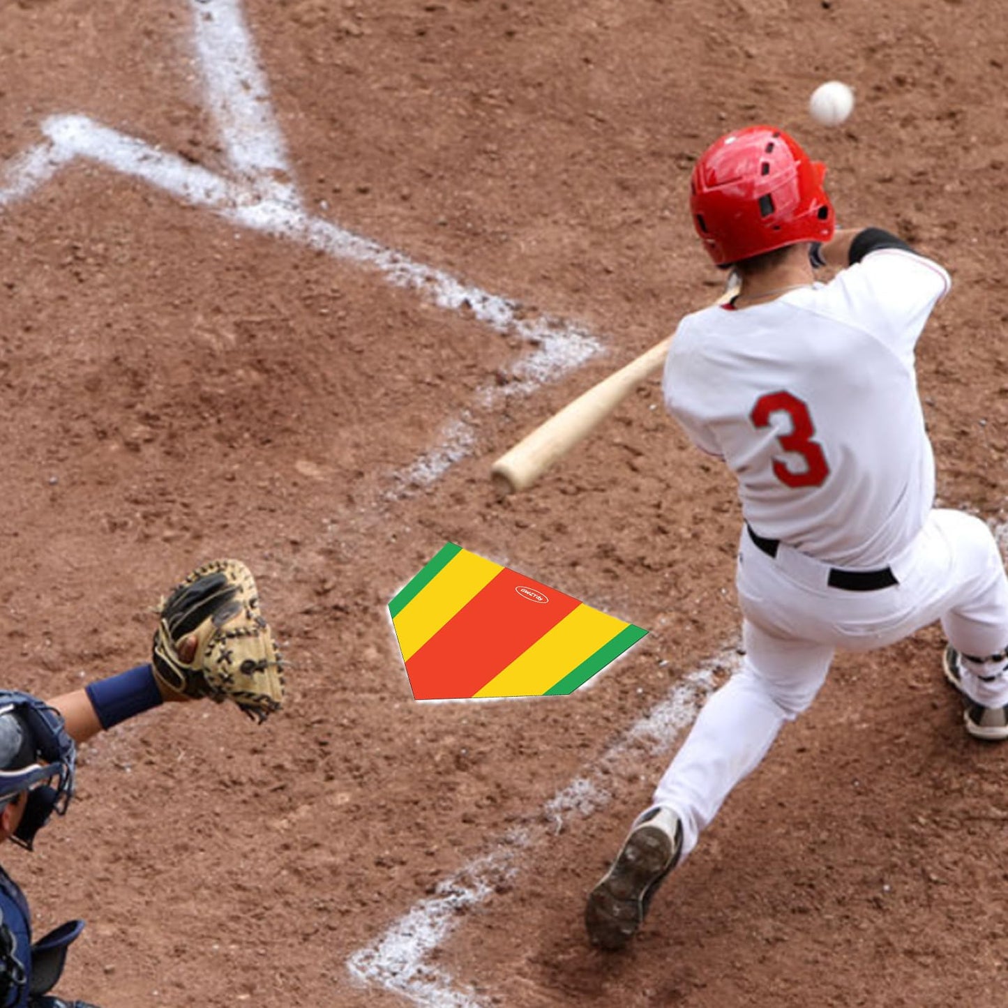 BWZYdy Baseball Home Plate - 17" Tri-Color Blended Rubber Mat for Pitching & Hitting Practice, Softball Training | 0.6lbs Lightweight, Portable Design with Carry Bag, All-Weather Baseball Bases