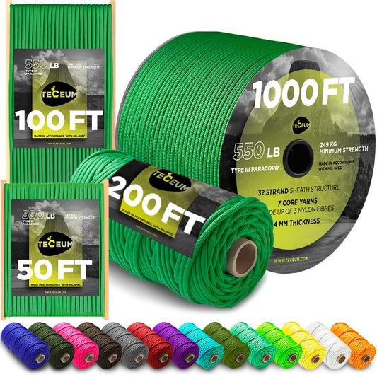 TECEUM Paracord Rope Type III 550 – Tactical MIL-SPEC – Outdoor para Cord