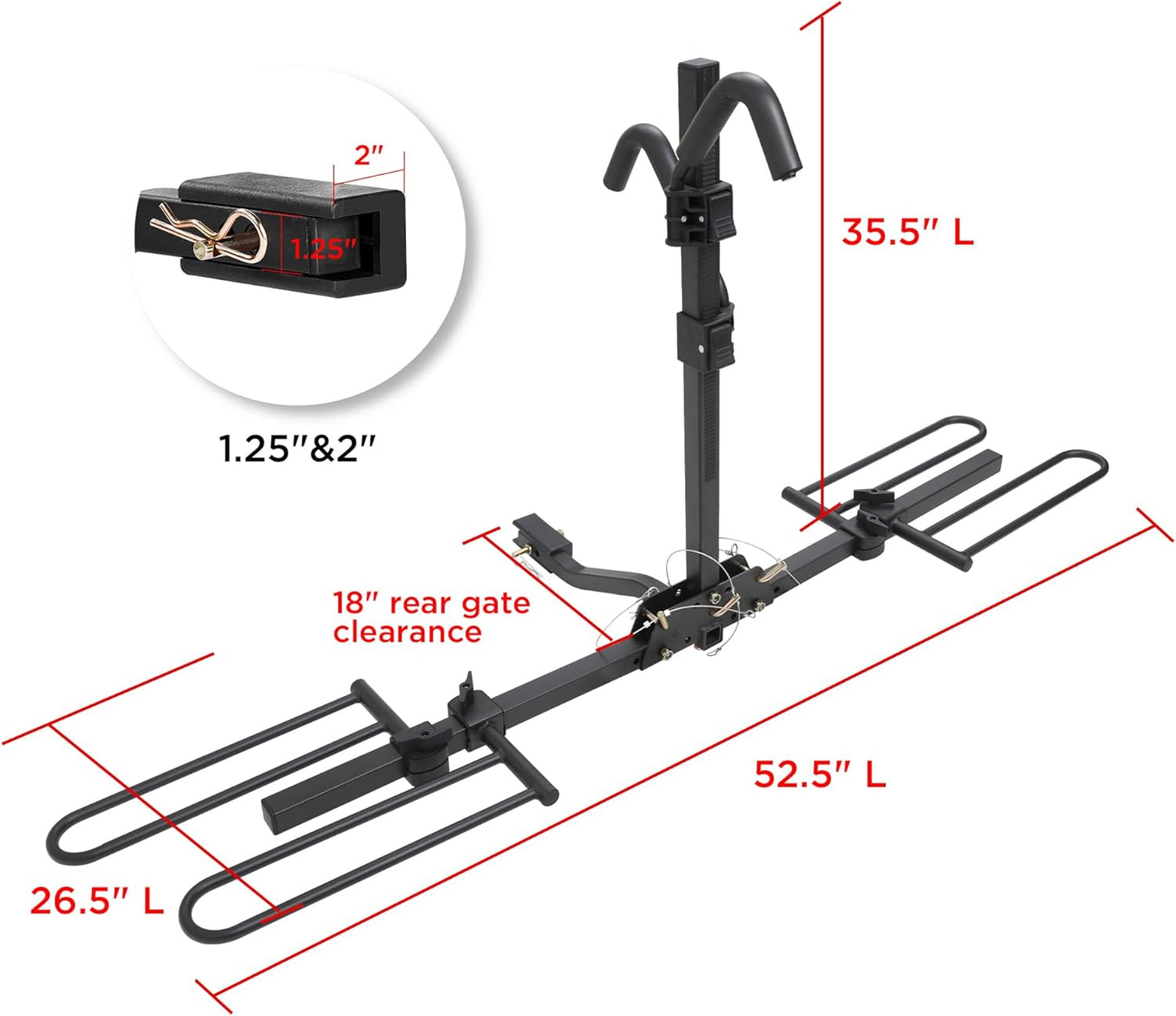 Young 2 Bike Rack - Foldable Hitch Mount Bicycle Carrier for Cars, SUVs & Trucks | 80 lbs Capacity