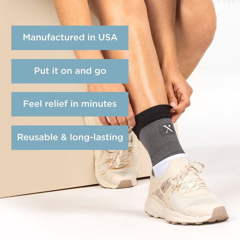 NUFABRX Medicine-Infused Pain Relieving Ankle Compression Sleeve for Men and Women with Ankle Pain, Arthritis, Tendonitis, and Plantar Fasciitis