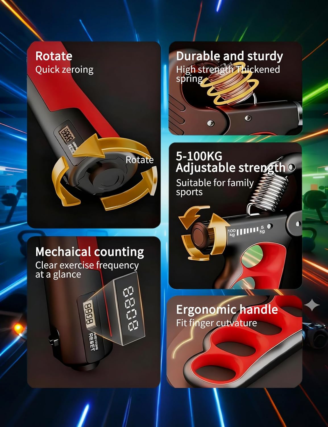 ProGrip Strength Trainer - Auto-Count Hand Strengthener Kit (11-220 LBS) for Home Gym & Forearm Recovery