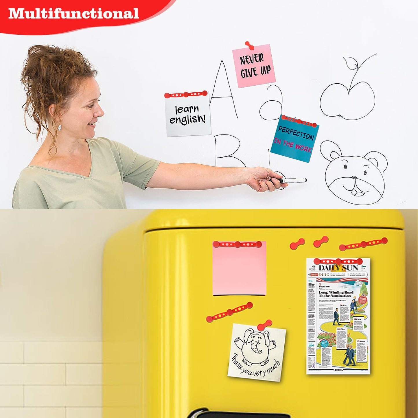 CITYBAN 12PCS Air Fryer Magnets For Parchment Paper，Air Fryer Magnets Silicone Buckle for Holding Down Lock Liners (Red))