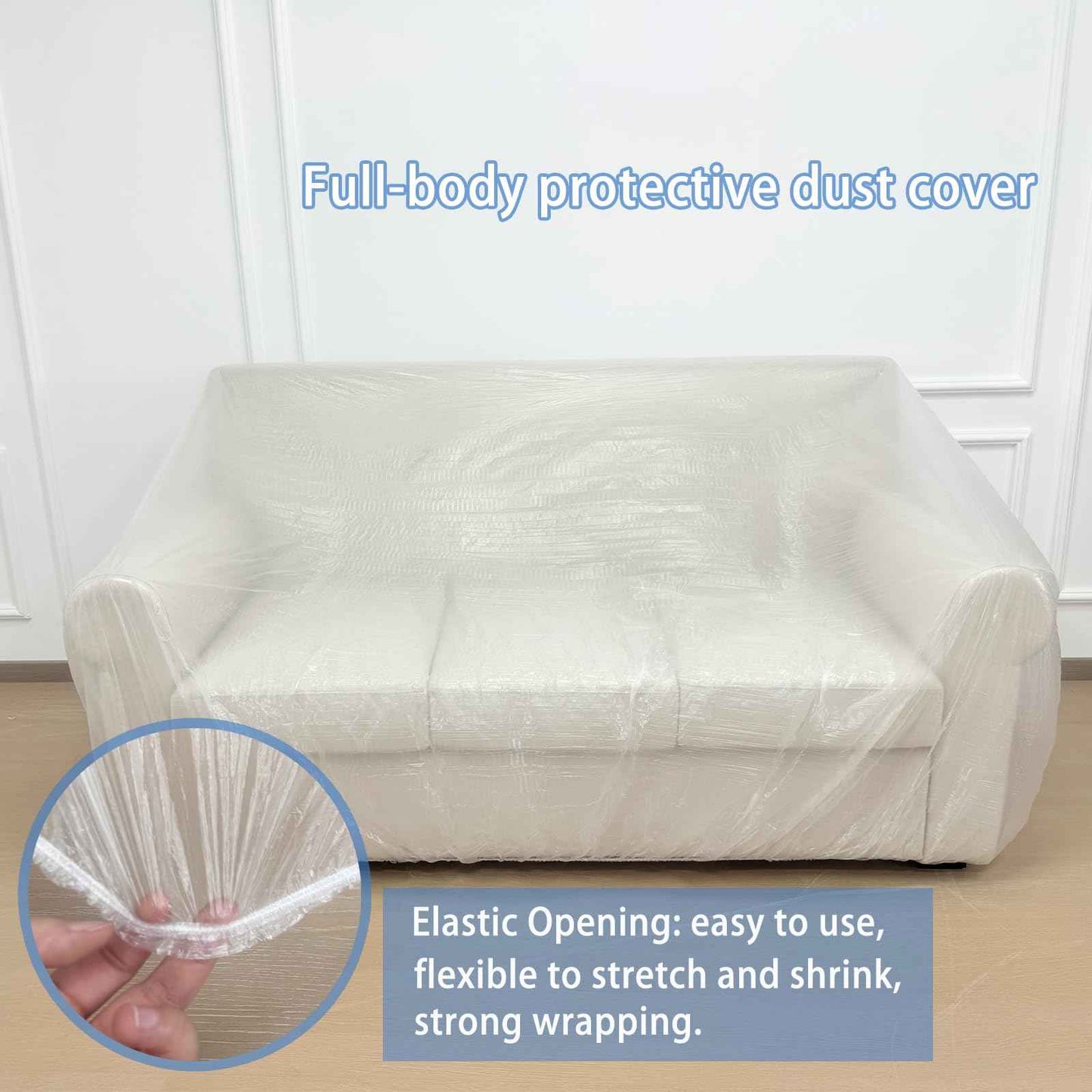 15 Pcs Disposable Furniture Dust Covers with Elastic, Plastic Dust Cover for Sofa Chair Dining Table TV Stand, Extra Large Clear Couch Bed Protector Covers for Moving and Storage, 3 Sizes (3XL 6L 6M)