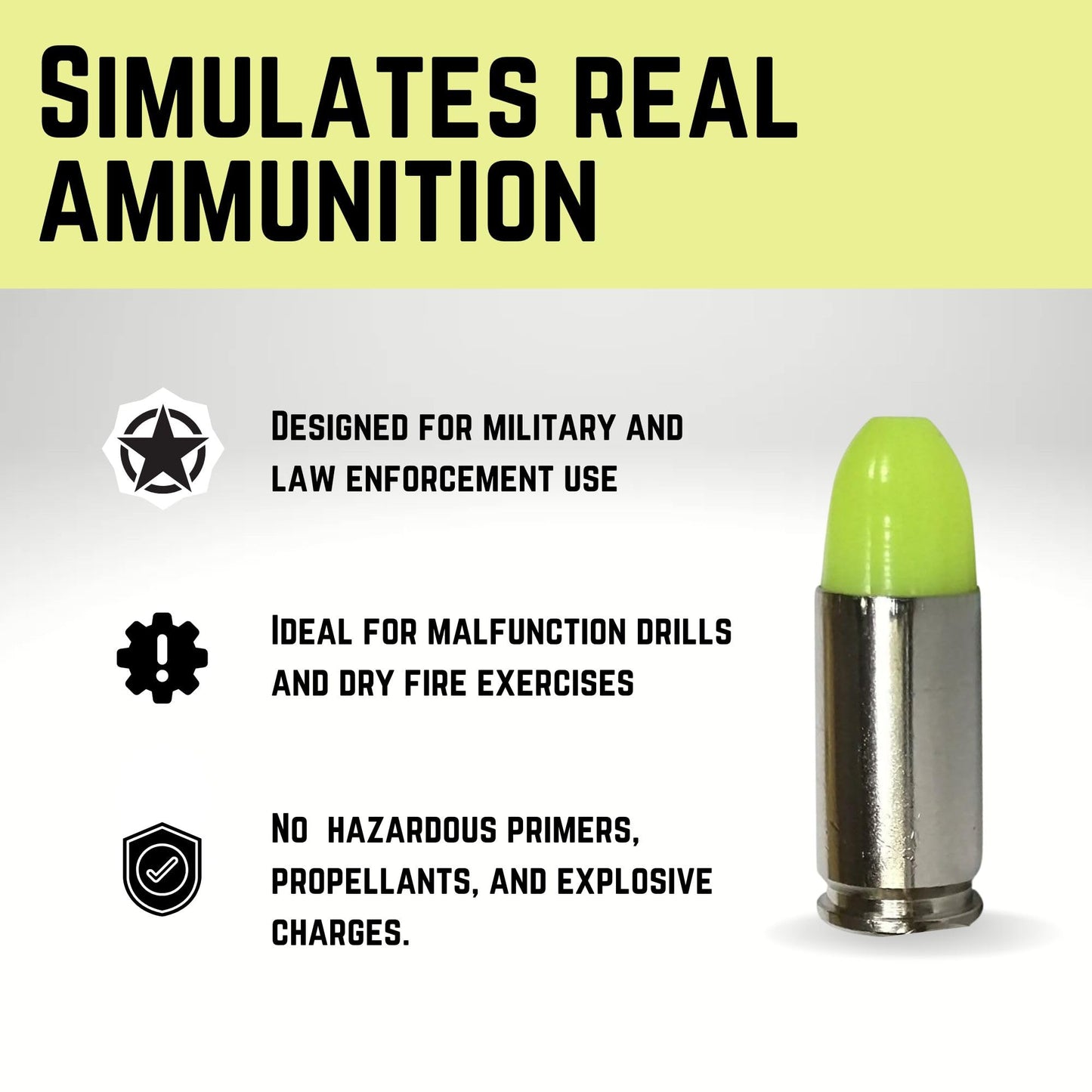 S.T. Action Pro 9mm Dummy Rounds – Yellow Safety Trainer Dummy Rounds, Reusable Dry Fire Training Ammunition (5-Pack) for Gun Owners - Veteran-Owned, Assembled in the USA