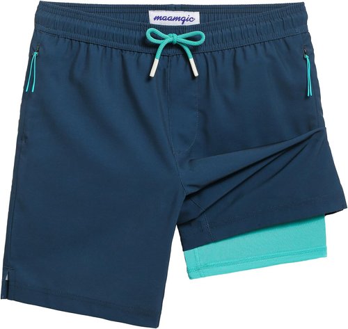 Maamgic Boys Swim Trunks - Compression Liner & Anti-Chafe Design | Stretchy Bathing Suits with Zipper Pocket