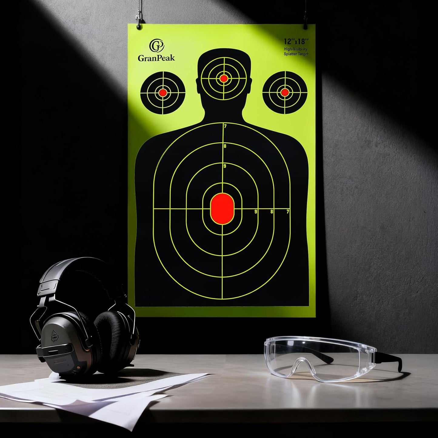 Silhouette Splatter Targets - Adhesive Shooting Targets with Bright Fluorescent Yellow Design | 12 x 18 Inch
