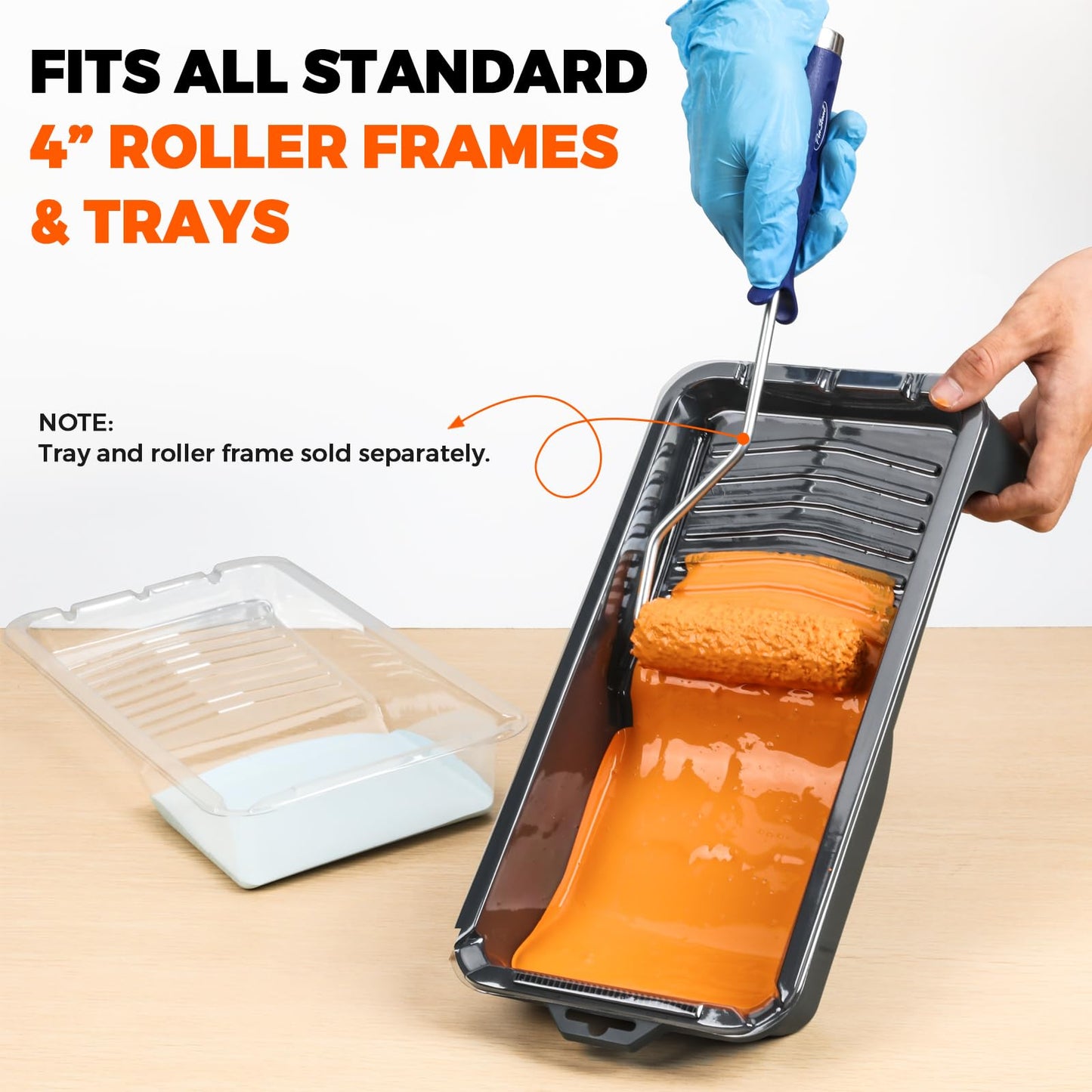 PinStone 4 Inch Microfiber Paint Roller Covers, 1/3" Nap, 60 Pack, Use with All Paints and Stains, Small Paint Roller Naps, Mini Rollers for Walls, House Painting Supplies