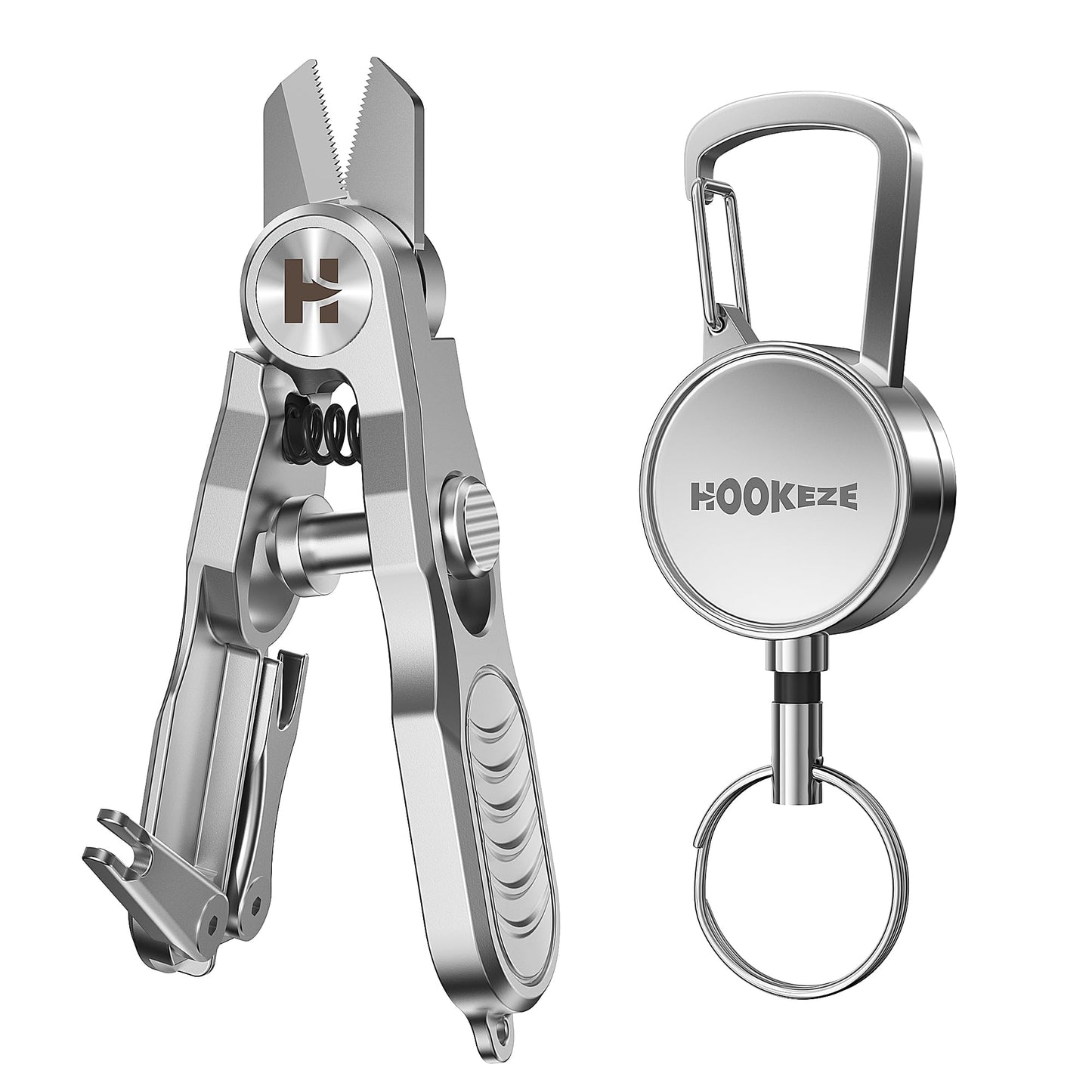 HOOK-EZE 3-in-1 Fishing Line Cutter, Fly Fishing Nippers with Retractors and Knot Tying Tool Accessories, Stainless Steel Braided Line Scissors Clippers for Mono and Fluoro Lines