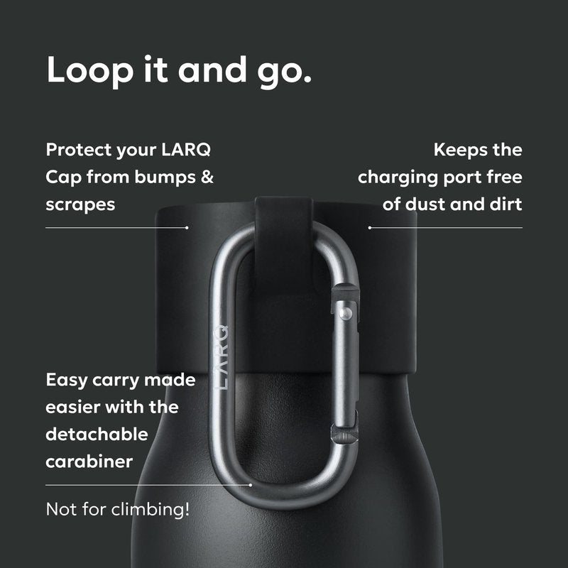 LARQ Active Loop - Black - Bump Protector for Your LARQ Cap with Easy Carry Carabiner