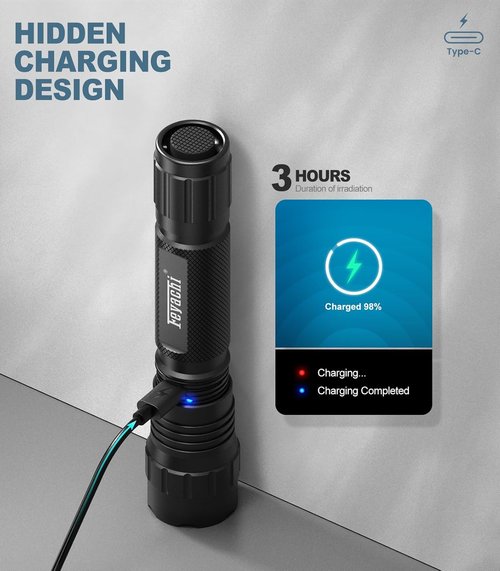 Feyachi 1500 Lumen LED Tactical Flashlight Rechargeable IPX7 Protection 4 Modes Weapon Light Picatinny Rail Flashlight Included with Pressure Switch
