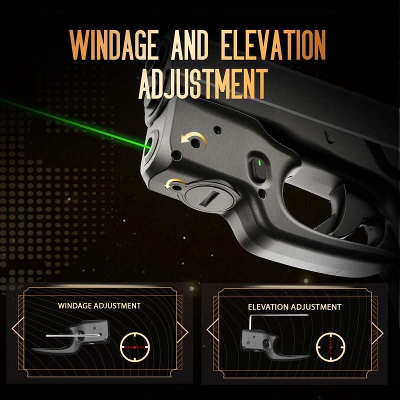 WARRIORLAND Green Laser Sight Fit Glock G42 with Holster Combo, Green Beam Sight with Power Indicator, Custom-Made IWB Kydex Holster Right, Windage and Elevation Adjustment, WLS-105G w/ G42
