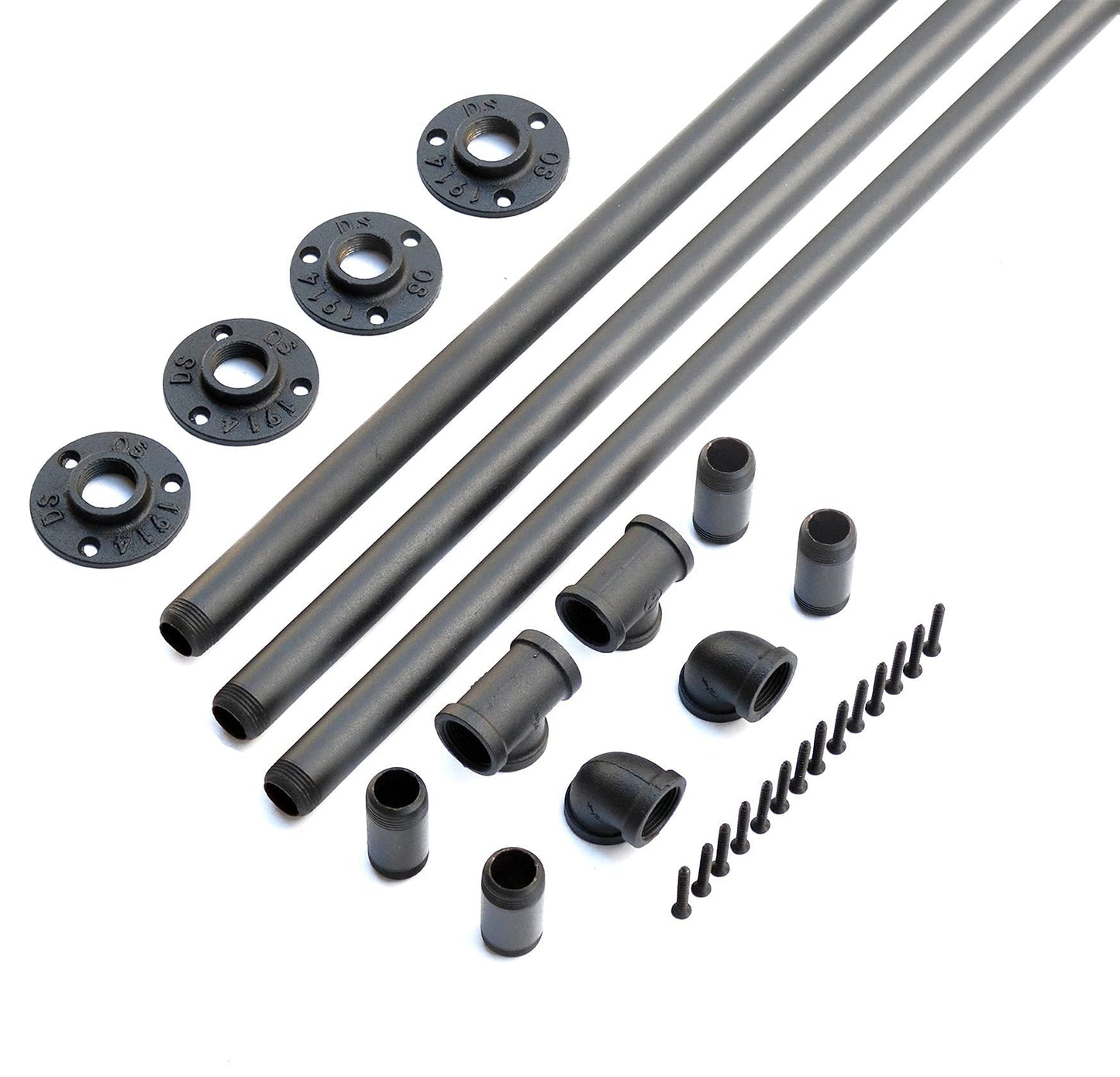 DIYHD 16FT Wall Mount Pipe Handrail for Stairs,Industrial Rustic Black Indoor Deck Hand Rail