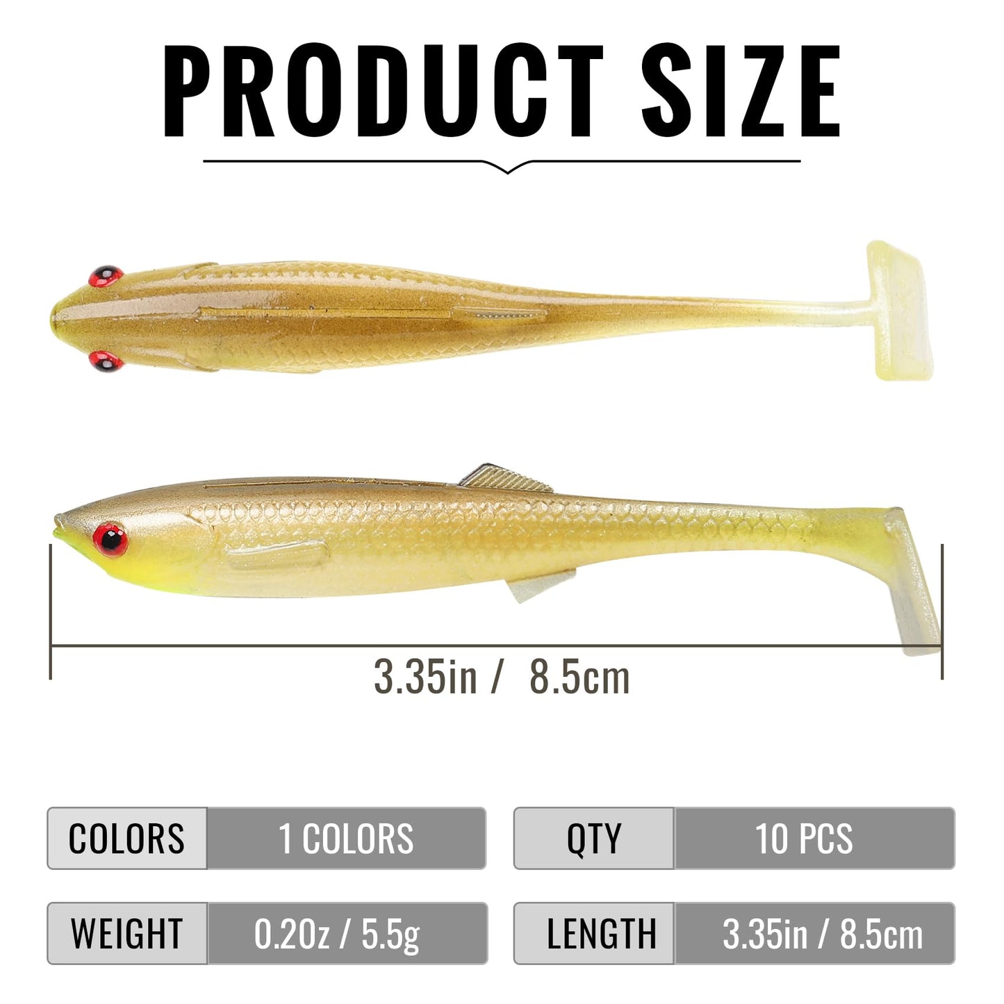 TRUSCEND Hand-Painted Soft Fishing Lures 10PCS, Paddle Tail Swimbaits, Fishing Lures for Bass Trout Crappie Walleye, Durable Plastic Bait for Bass Fishing, Shad Fishing Bait for Freshwater Saltwater