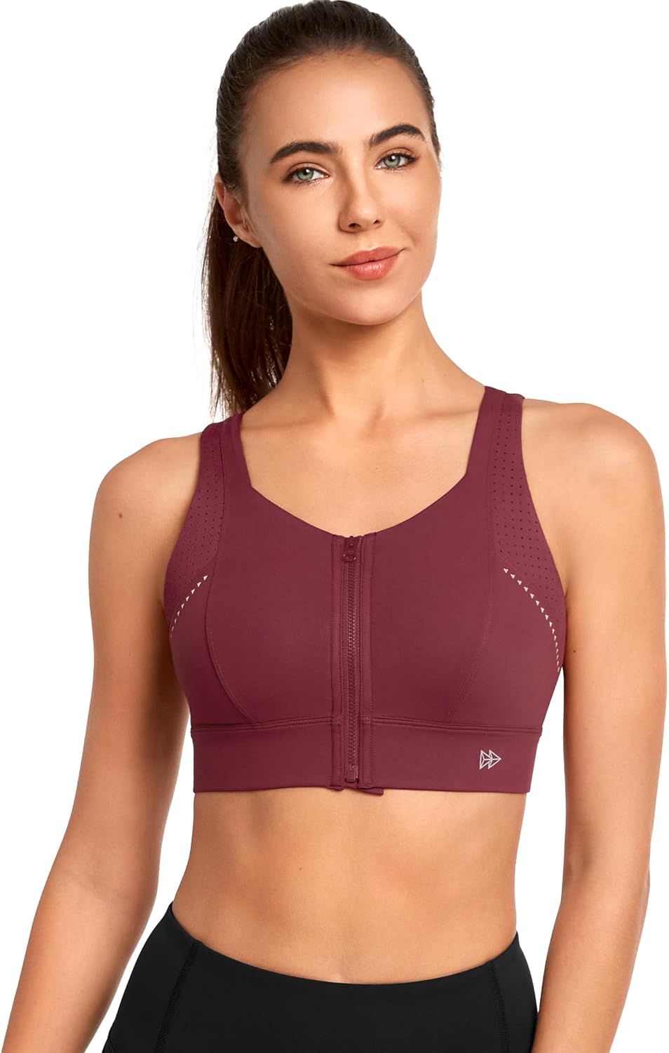 Yvette High Impact Sports Bra - Adjustable Front Zip Design for Supportive Comfort | Plus Size Available