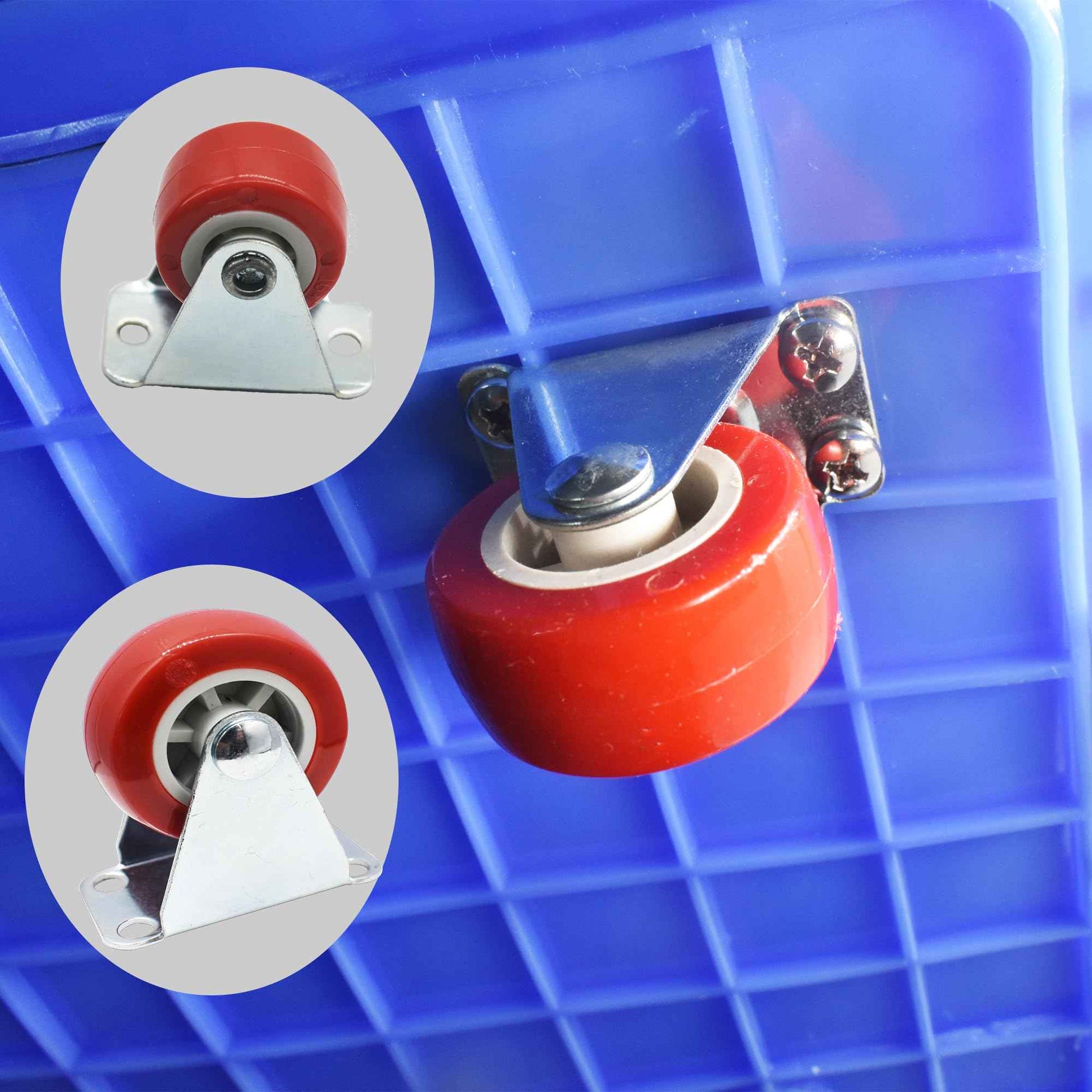 Floyutin 3 inch Rigid No-Swivel Plate Hard Rubber Caster Wheels for Furniture and Workbench 6 Packs(Free Screws)