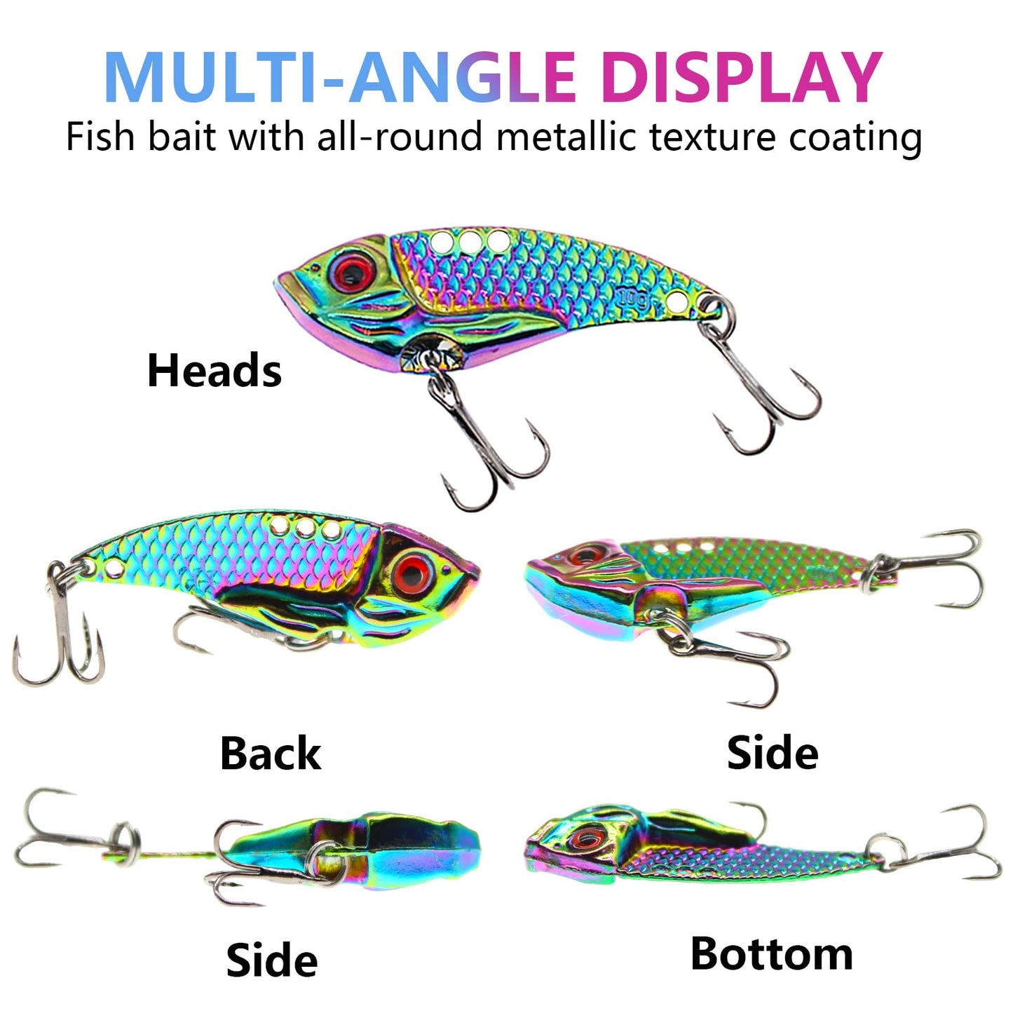 Zsrivk Fishing Lures Blade Baits for Bass Walleye Trout Crappie, Metal Hard VIB Spinner Spoon for Saltwater and Freshwater, 5PCS Lure Set with Box
