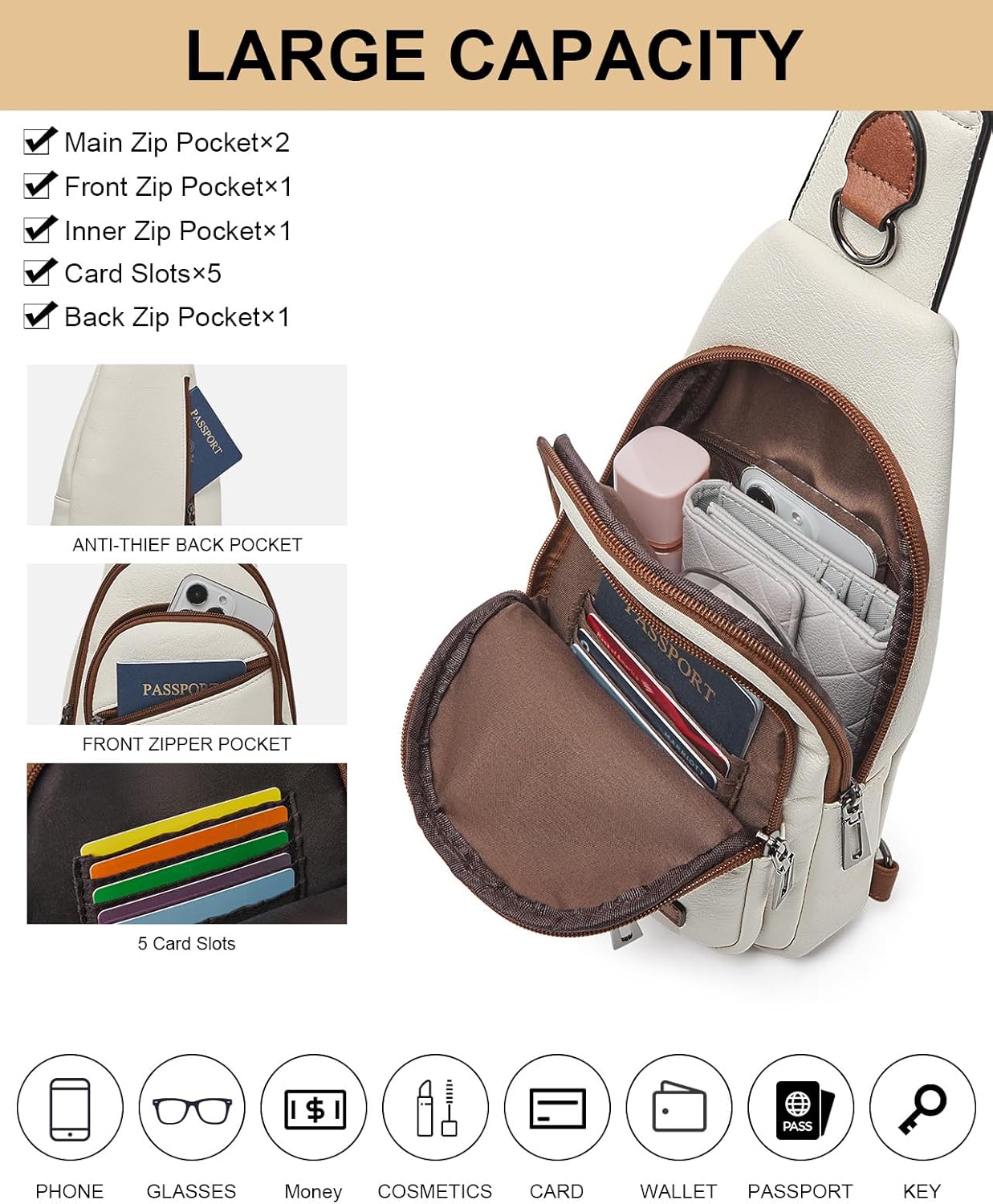 Skiennix 7L Sling Bag - Stylish Crossbody Purse for Women | Compact Travel Shoulder Backpack