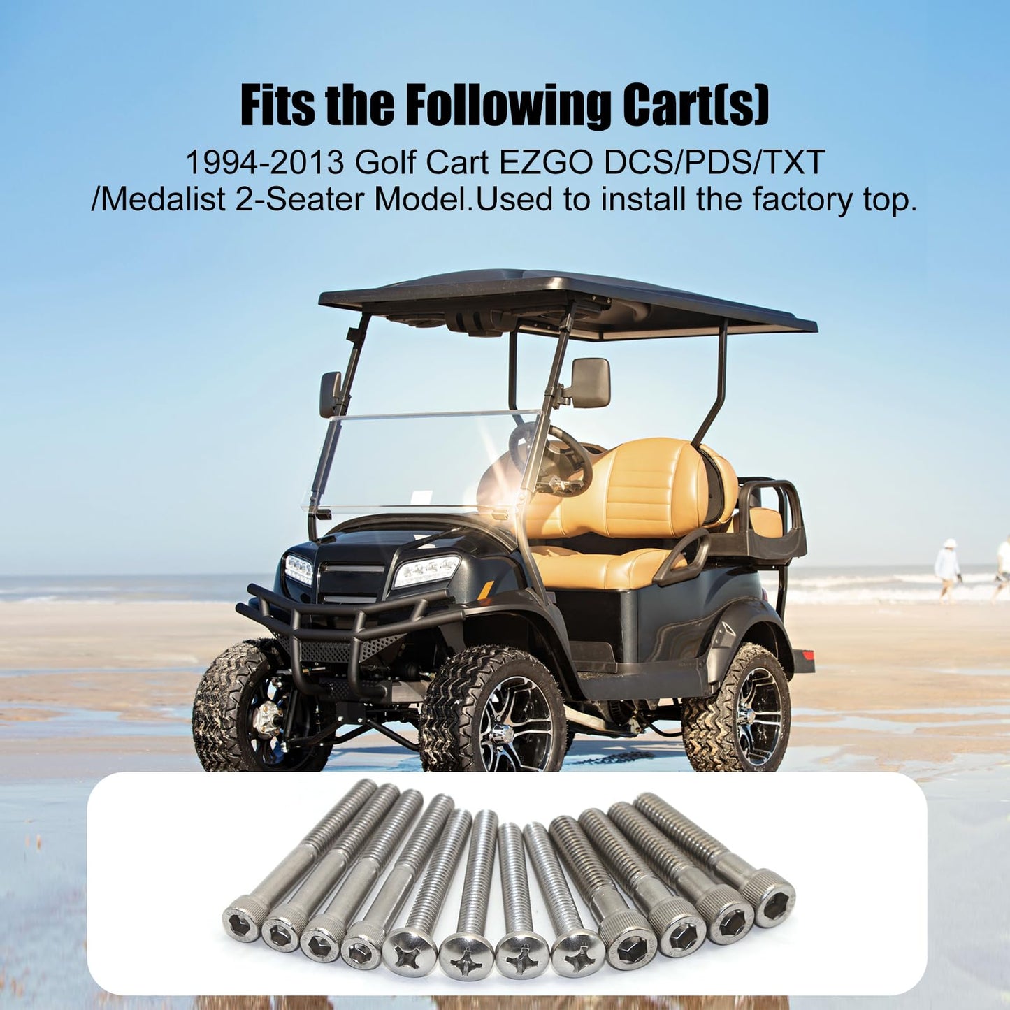 Hardware Kit 75465G01 - Complete with E-Z-GO, Cushman, Textron 54" Cart Shade Top - Durable Metal Strut, Screws & Bushings Replacement