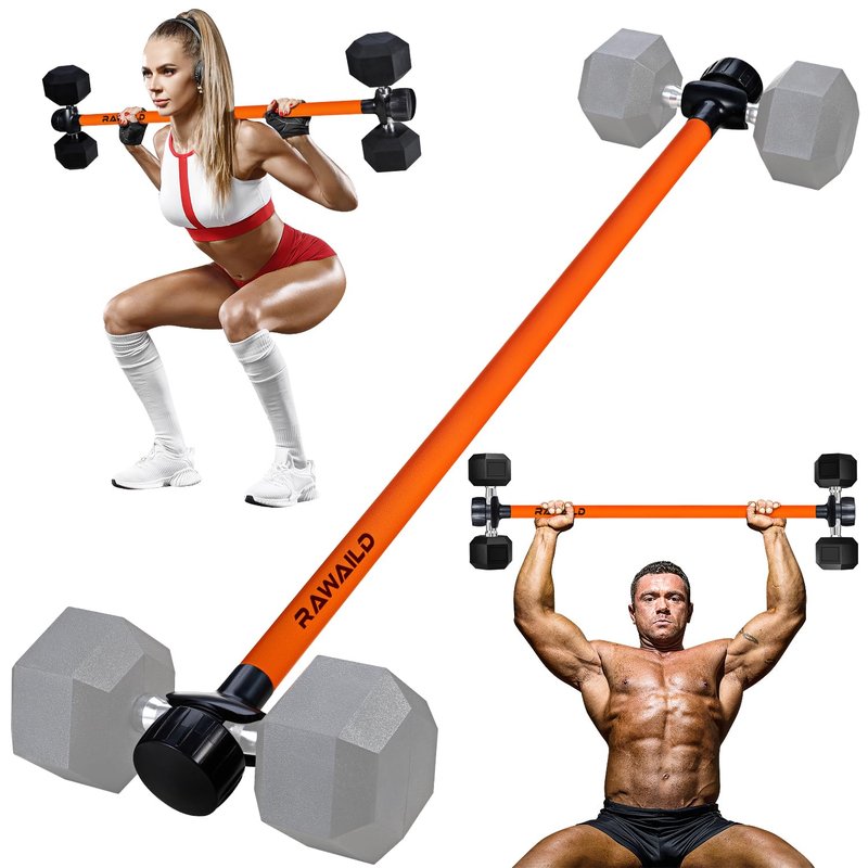 Rawaild Dumbbell Converter, Convert Dumbbells to Barbell Set, Weight Bar for Bench Presses, Squats, Hip Thrust, Deadlifts, Home Weightlifting and Strength Training, Versatile Home Gym Equipment