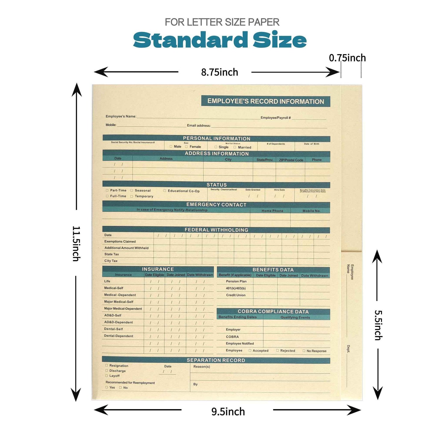 YvnShine Confidential Employee Folders with Internal Pocket, High Capacity HR Folders for Personnel Records, Durable HR Filing System for Office Organization, 25-Pack (Manila)