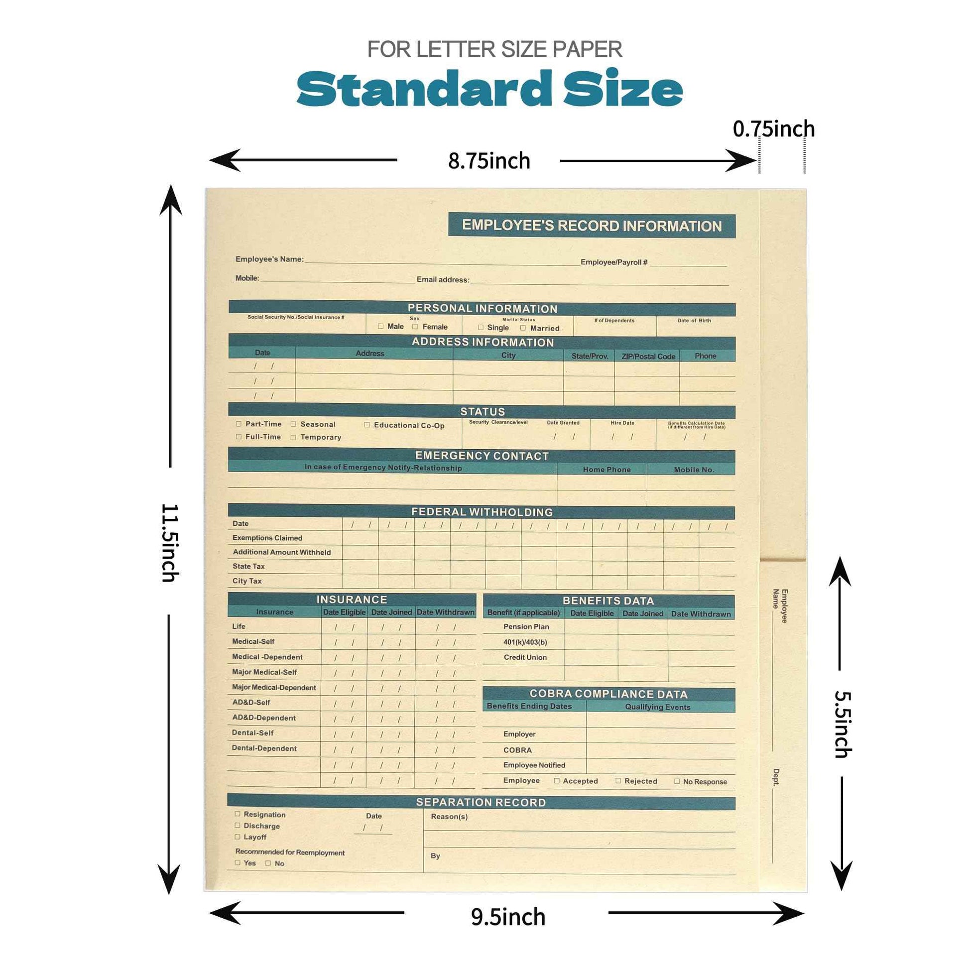 YvnShine Confidential Employee Folders with Internal Pocket, High Capacity HR Folders for Personnel Records, Durable HR Filing System for Office Organization, 25-Pack (Manila)