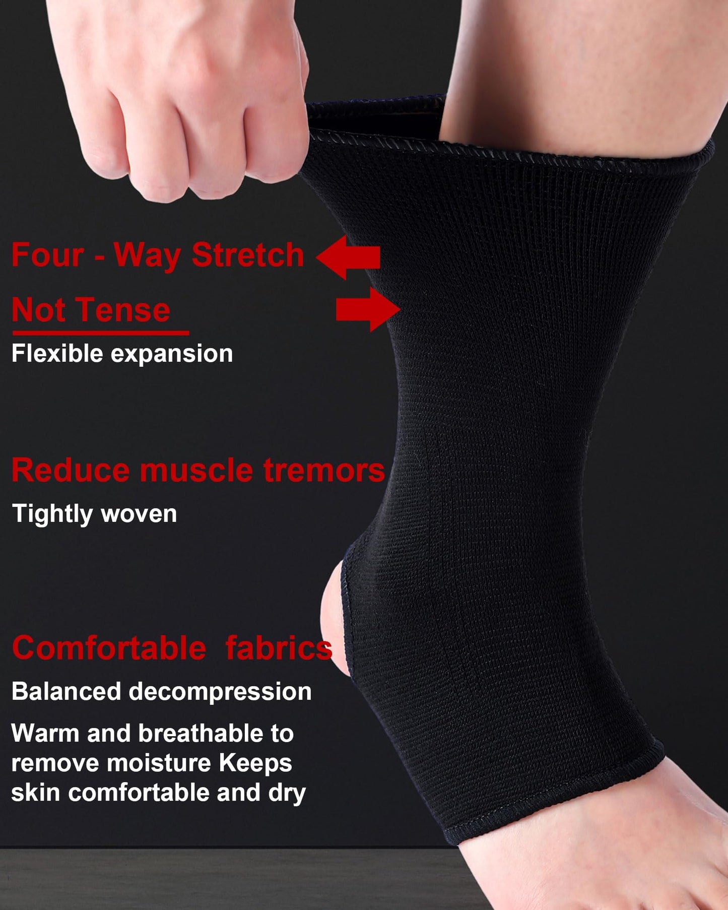 Handepo 4 Pairs Muay Thai Ankle Sleeve MMA Compression Foot Sleeve Ankle Support Wraps Sock Breathable Support for Men Women Kickboxing Martial Arts Gym Running Sports(Black, Red, Blue, Gray)
