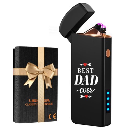 Coquimbo Fathers Day Dad Gifts from Daughter Son Wife: Electric Lighter Dad Mens Birthday Gifts, Rechargeable Windproof Flameless Dual Arc Plasma Lighters