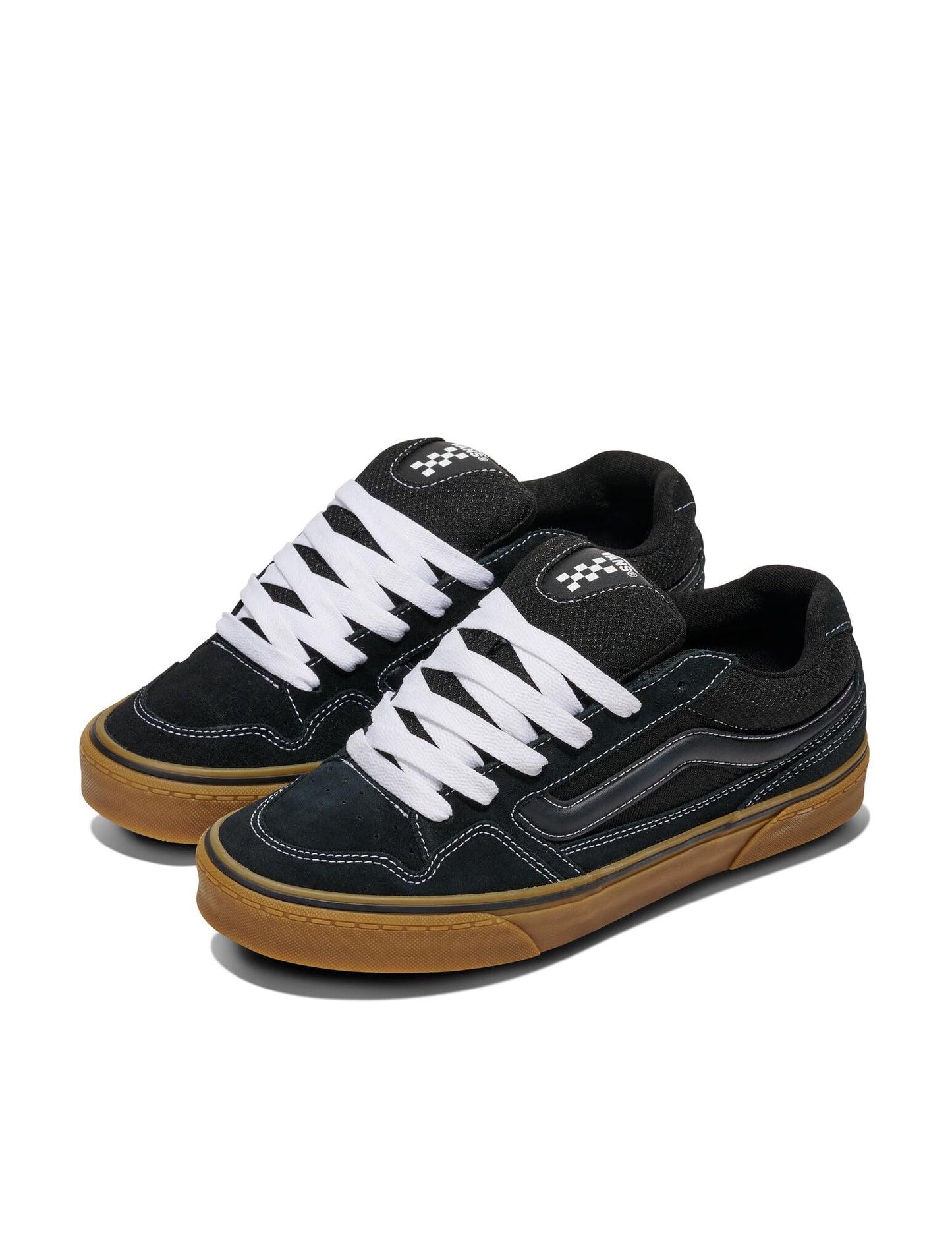 Vans Men's Caldrone Shoe - Chunky Low-Top Fashion Sneakers, Retro Inspired. Suede Mesh Black/Gum. 11