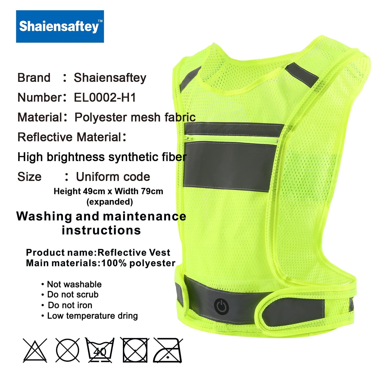 Shaiensaftey LED Safety Reflective Vest, USB Rechargeable Running Reflector Gear with Storage Pocket, Adjustable Vest