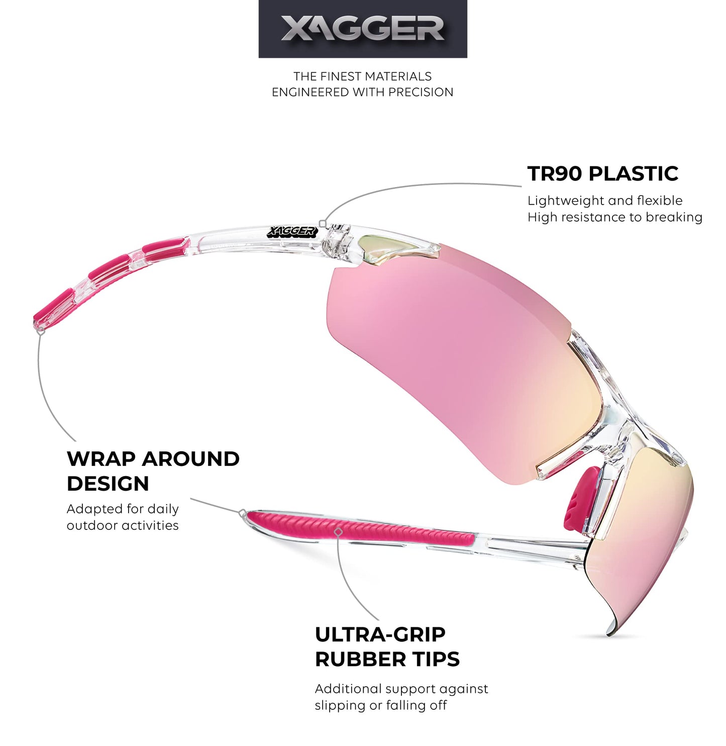 Xagger Polarized Sports Sunglasses for Men Women Wrap Around UV400 Running Baseball Softball Cycling Golf Hiking Fishing Driving Glasses
