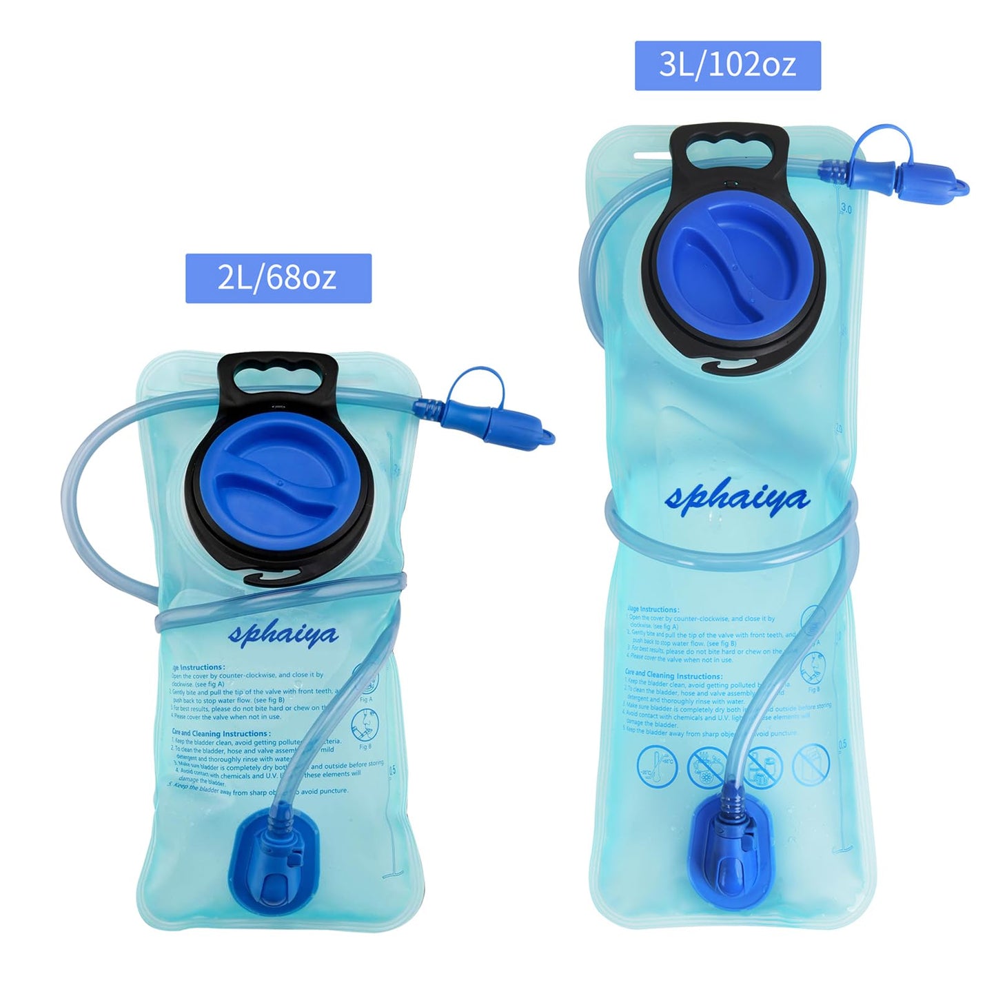 sphaiya Hydration Bladder 2L-3L Water Storage Bag Reservoir,Military Hydration Pack Replacement for Hiking Biking Climbing Cycling Running Camping Backpack 1Pack (3L-Blue)