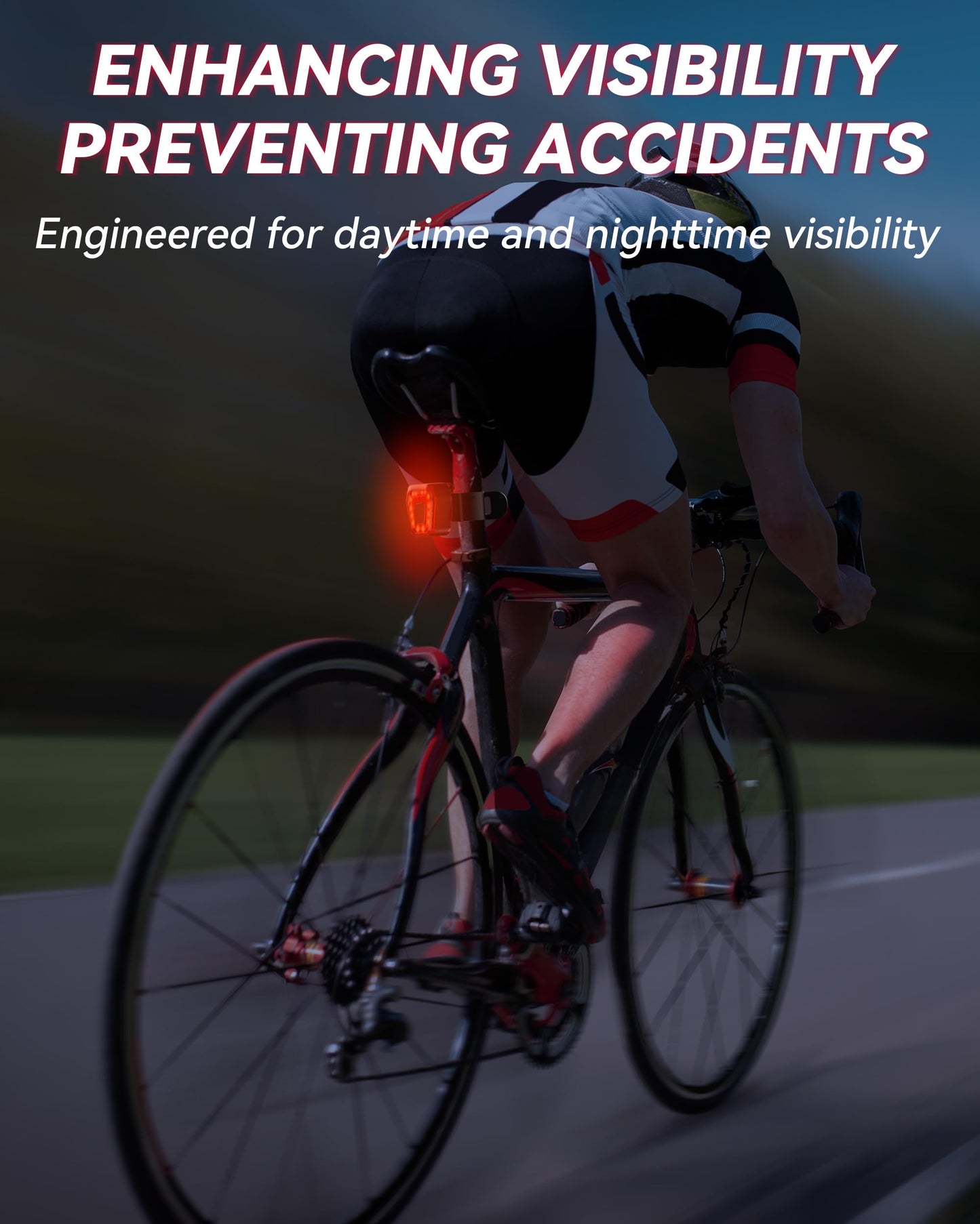 Prasky Bike Tail Light 5 Modes, Bike Lights for Night Riding, USB-C Rechargeable Bicycle Taillight, Red LED Safety Light