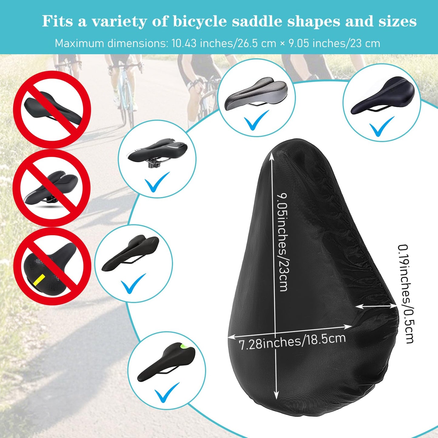 2pcs Bike Seat Cover Black Waterproof Bicycle Seat Cover Rainproof Black Bike Saddle Cushion Covers Protector with Drawstring Washable Seats Rain Covers for Multiple Bicycles and E-Bikes Women Men