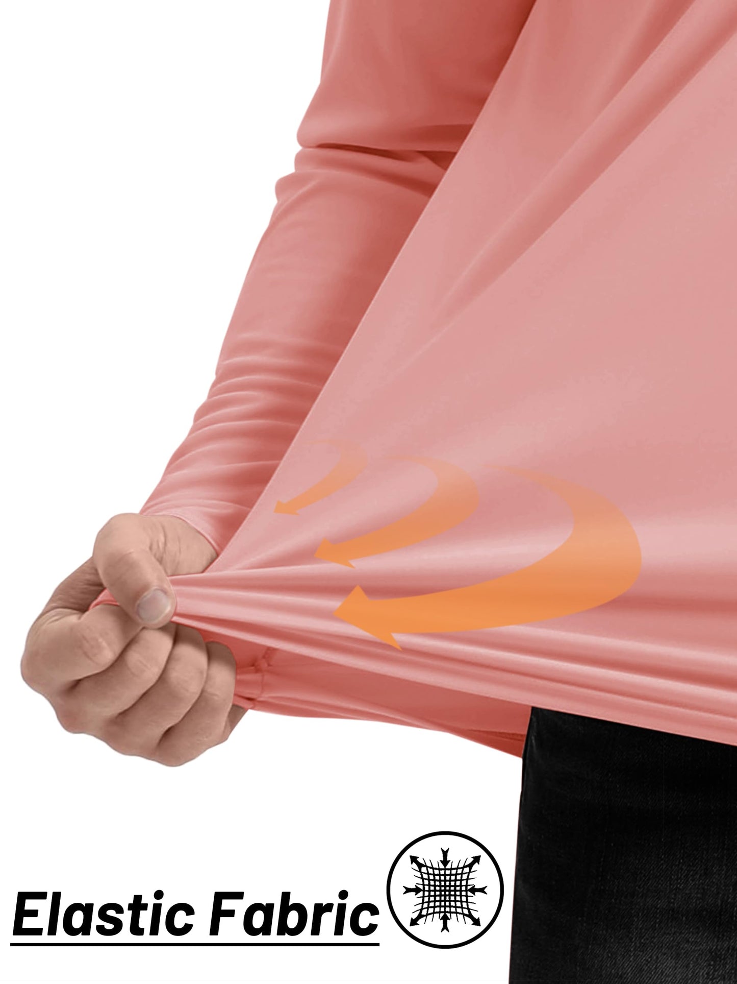 TACVASEN Mens UV Sun Protection Shirts Running Gym Athletic Long Sleeve Shirts for Swim Rash Guard Workout Dry Fit T-Shirts Grey Pink XL