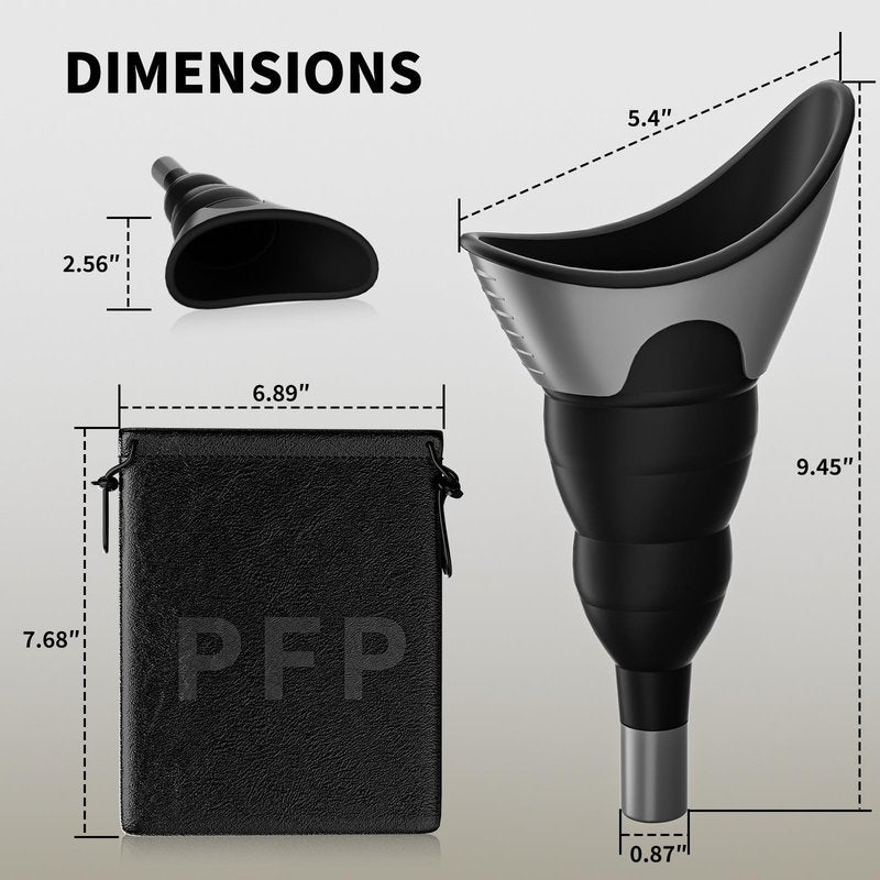 PFP Portable Female Urination Device - Collapsible Stand to Pee Silicone Funnel with Storage Pouch, Compact She Pee Cup for Festivals & Outdoor