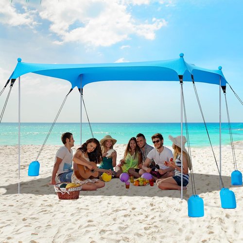 Gorich Beach Tent - UPF50+ Sun Shelter with 8 Sandbags | Windproof Pop-Up Canopy for Family & Travel