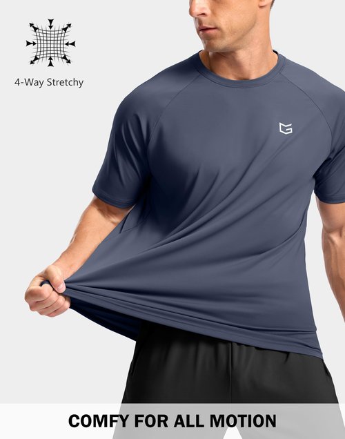 G Gradual Men's Athletic Workout T-Shirts Moisture Wicking Cooling Running Shirts Short Sleeve Performance Tee for Gym Tennis(Dusty Blue,XL)