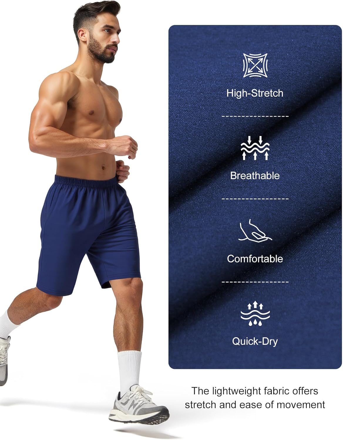 Skiennix Men's Athletic Shorts - 9'' Quick-Dry Lightweight Workout & Running Shorts with Pockets