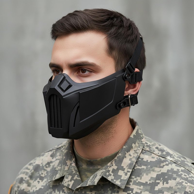 AOUTACC Airsoft Half Face Masks, Creative Half Face Protective Mask Outdoor Game Costume Sports Masks for Adult Men Women CS Hunting Paintball (Black)