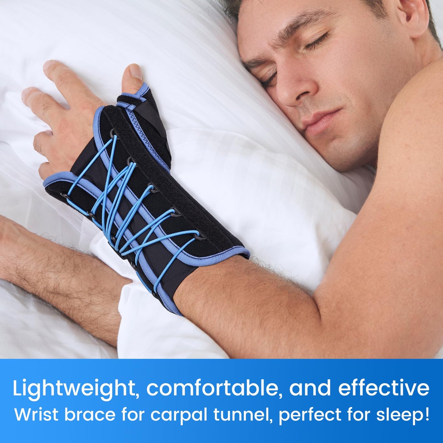 Velpeau Carpal Tunnel Wrist Brace with Thumb Stabilizer Night Support, Stabilizes Wrist Thumb Joint, Pain Relief for Tendonitis, De Quervain's Tenosynovitis, Arthritis (Drawstring, Right Hand, L)